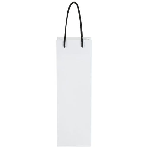 blanco/negro Bolsa para botella de vino de papel integra 170 g/m2 hecha a mano con asas de plástico