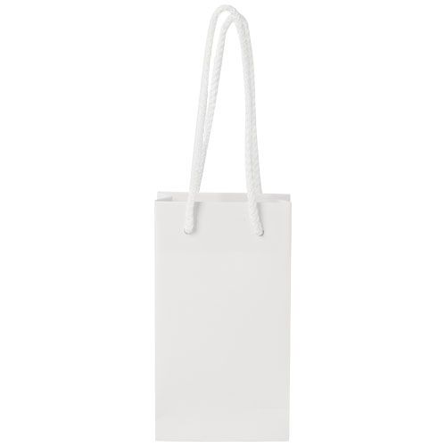 white Bolsa de papel integra 170 g/m2 hecha a mano con asas de plástico, pequeña