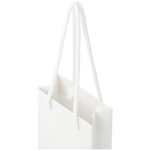 white Bolsa de papel integra 170 g/m2 hecha a mano con asas de plástico, pequeña
