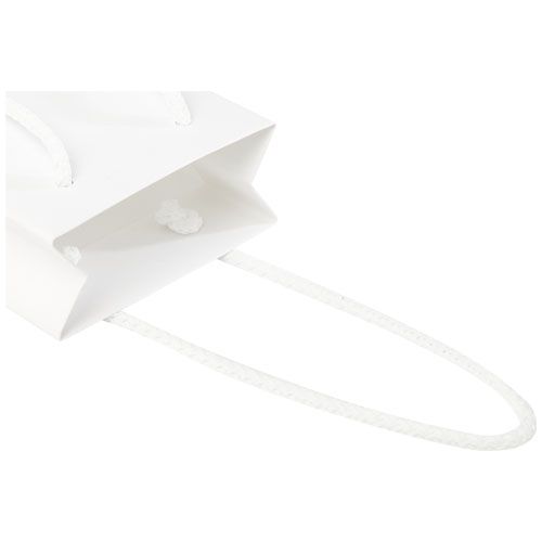 white Bolsa de papel integra 170 g/m2 hecha a mano con asas de plástico, pequeña