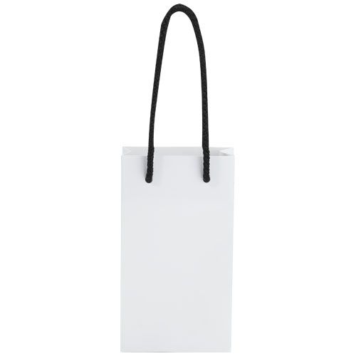 blanco/negro Bolsa de papel integra 170 g/m2 hecha a mano con asas de plástico, pequeña