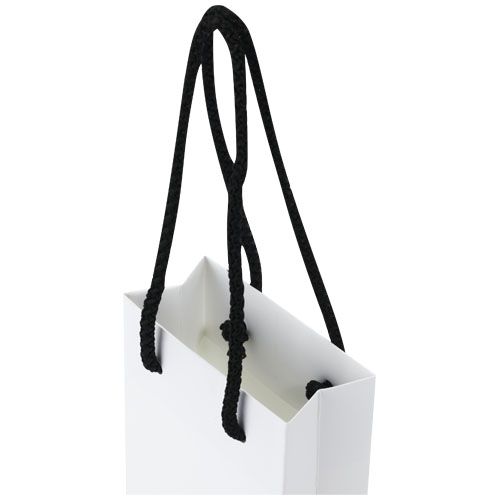 blanco/negro Bolsa de papel integra 170 g/m2 hecha a mano con asas de plástico, pequeña