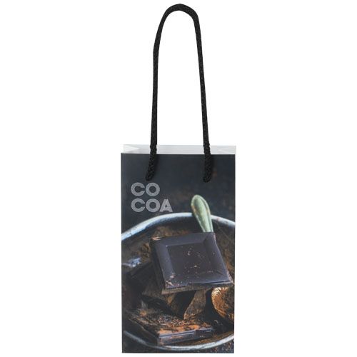 Bolsa de papel integra 170 g/m2 hecha a mano con asas de cordón en PP, 9,5 x 4 x 17 cm