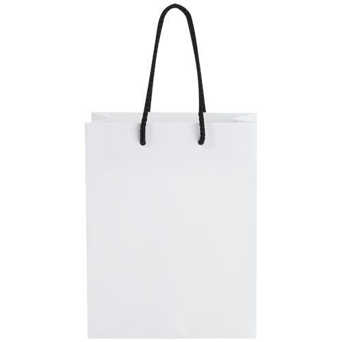 Bolsa de papel integra 170 g/m2 hecha a mano con asas de plástico, mediana
