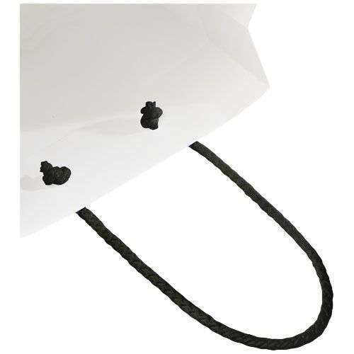 Bolsa de papel integra 170 g/m2 hecha a mano con asas de cordón en PP, 18 x 9 x 23 cm