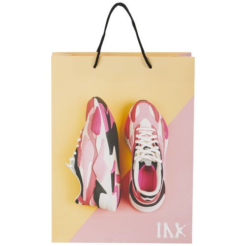 Bolsa de papel integra 170 g/m2 hecha a mano con asas de cordón en PP, 31 x 12 x 41 cm