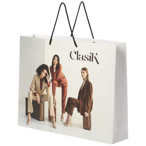 BOLSA DE PAPEL INTEGRA 170 G/M2 HECHA A MANO CON ASAS DE CORDÓN EN PP, 45 X 10 X 35 CM