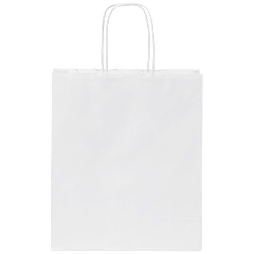white Bolsa de papel kraft 80 g/m2 con asas retorcidas, pequeña