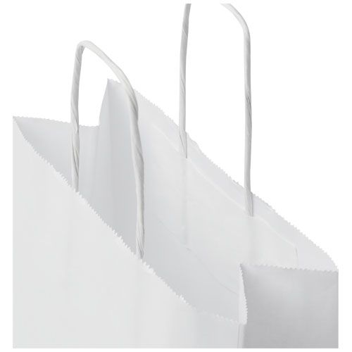 white Bolsa de papel kraft 80 g/m2 con asas retorcidas, pequeña