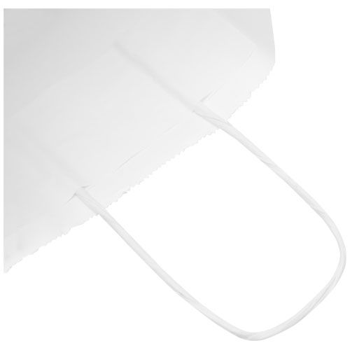 white Bolsa de papel kraft 80 g/m2 con asas retorcidas, pequeña