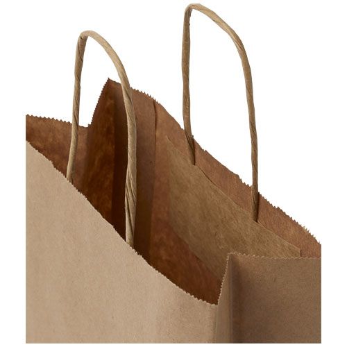 Bolsa de papel kraft 80 g/m2 con asas retorcidas, 18 x 8 x 21 cm