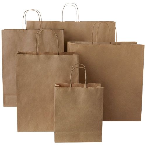 Bolsa de papel kraft 80 g/m2 con asas retorcidas, 18 x 8 x 21 cm