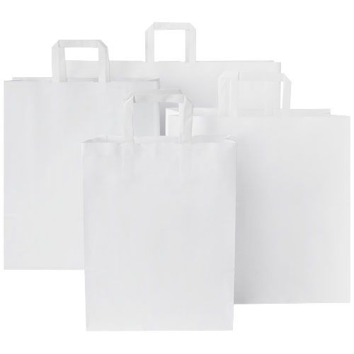 Bolsa de papel kraft 80-90 g/m2 con asas planas, 25 x 11 x 32 cm