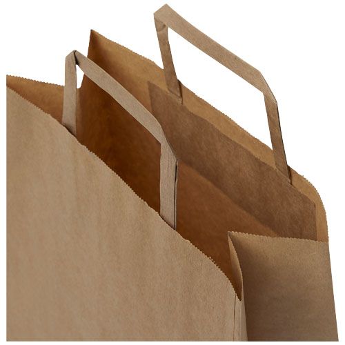 Bolsa de papel kraft 80-90 g/m2 con asas planas, 25 x 11 x 32 cm
