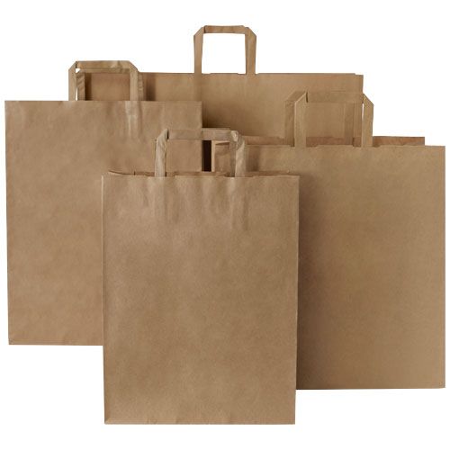 Bolsa de papel kraft 80-90 g/m2 con asas planas, mediana