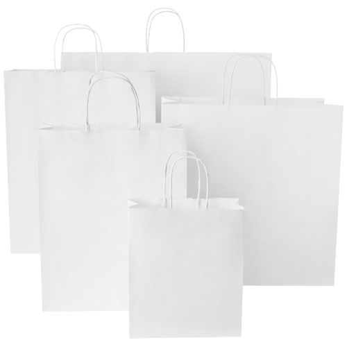 white Bolsa de papel kraft 80-90 g/m2 con asas retorcidas, 32 x 12 x 40 cm