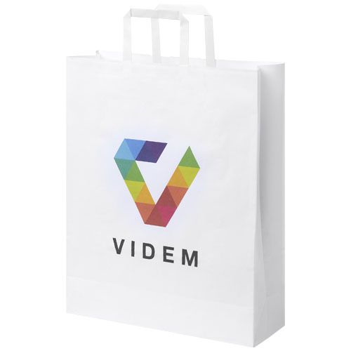 white Bolsa de papel kraft 80-90 g/m2 con asas planas, 32 x 12 x 40 cm