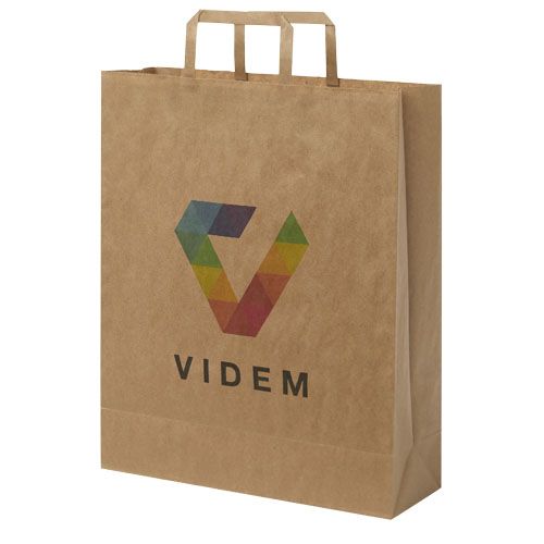 kraft Bolsa de papel kraft 80-90 g/m2 con asas planas, 32 x 12 x 40 cm