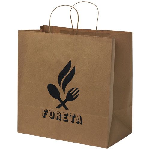 kraft Bolsa de papel kraft 80-90 g/m2 con asas retorcidas, 34 x 20 x 35 cm
