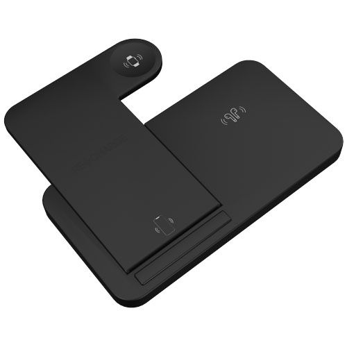 black Base de carga inalámbrica 3 en 1 con soporte para teléfono