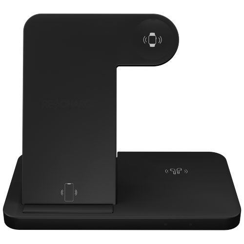 black Base de carga inalámbrica 3 en 1 con soporte para teléfono
