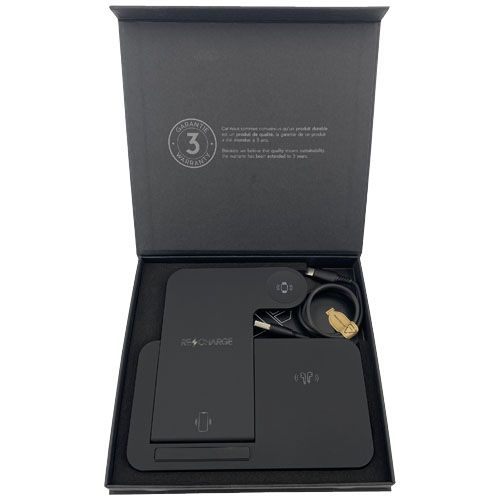 black Base de carga inalámbrica 3 en 1 con soporte para teléfono