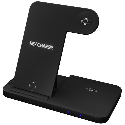 BASE DE CARGA INALÁMBRICA 3 EN 1 CON SOPORTE PARA TELÉFONO 