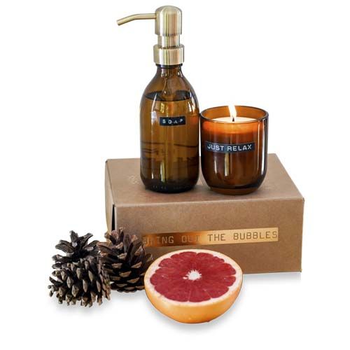 Dispensador de jabón de manos de 200 ml y juego de velas perfumadas de 150 g con fragancia de bambú 