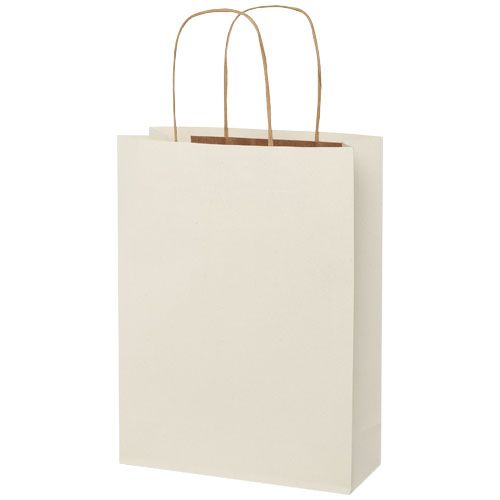 Bolsa de papel de residuos agrícolas 150 g/m2 con asas de papel retorcido, mediana