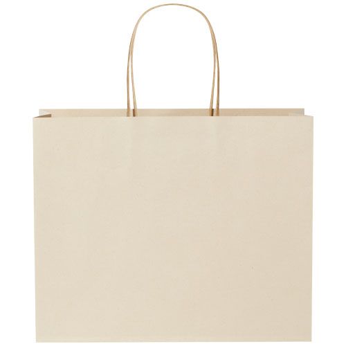 Bolsa de papel de residuos agrícolas 150 g/m2 con asas de papel retorcido, 31 x 12 x 25 cm