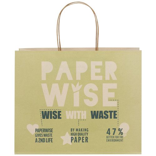 Sac en papier fabriqué à partir de déchets agricoles 150 g/m2avec poignées torsadées, grande taille - 2