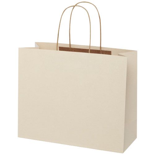 Bolsa de papel de residuos agrícolas 150 g/m2 con asas de papel retorcido, 31 x 12 x 25 cm