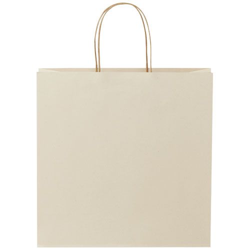 de blanco Bolsa de papel de residuos agrícolas 150 g/m2 con asas de papel retorcido, XL