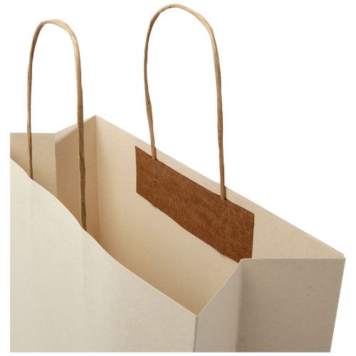 de blanco Bolsa de papel de residuos agrícolas 150 g/m2 con asas de papel retorcido, XL