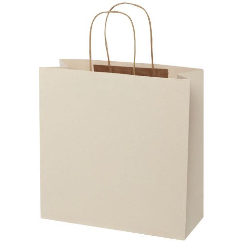 de blanco Bolsa de papel de residuos agrícolas 150 g/m2 con asas de papel retorcido, XL