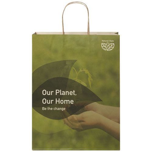 Sac en papier fabriqué à partir de déchets agricoles 150 g/m2 avec poignées torsadées, XXL - 2