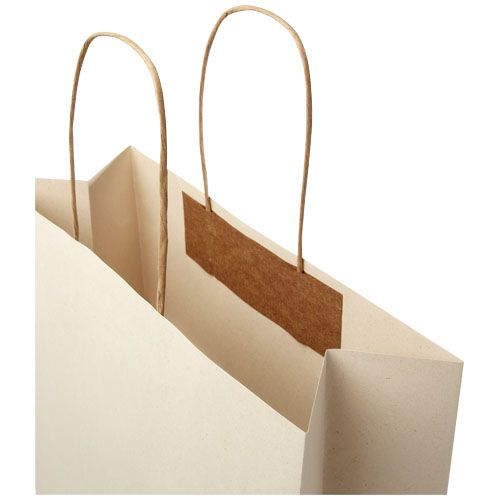 Bolsa de papel de residuos agrícolas 150 g/m2 con asas de papel retorcido, 31 x 12 x 41 cm