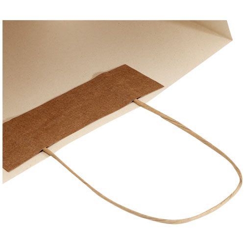 Bolsa de papel de residuos agrícolas 150 g/m2 con asas de papel retorcido, 31 x 12 x 41 cm