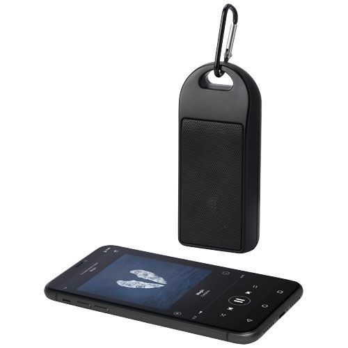 black Altavoz Bluetooth® de plástico reciclado de 3 W IPX4 con certificación RCS