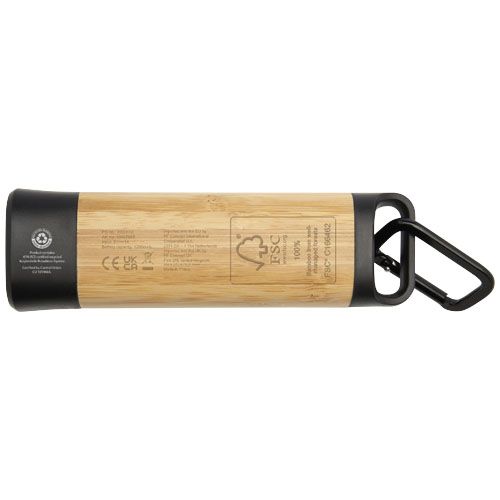 Linterna de plástico reciclado con mosquetón de bambú/RCS 