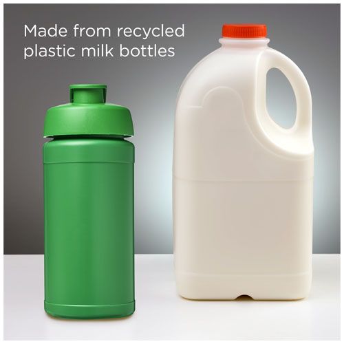 green Bidón deportivo con tapa Flip de material reciclado de 500 ml