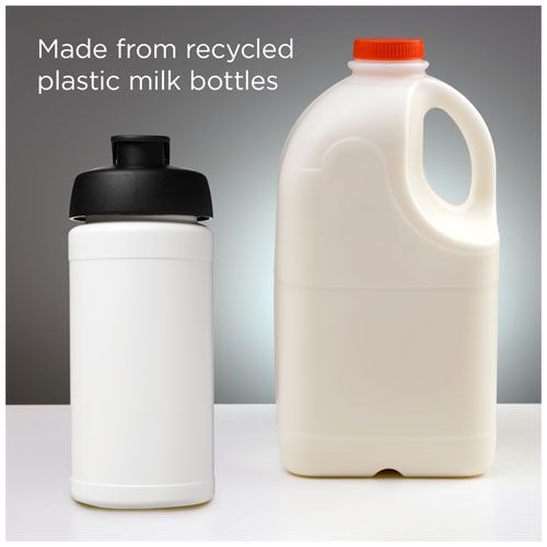 blanco/negro Bidón deportivo con tapa Flip de material reciclado de 500 ml