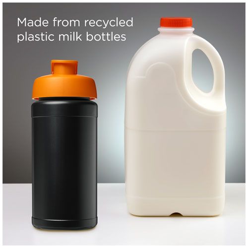negro/naranja Bidón deportivo con tapa Flip de material reciclado de 500 ml