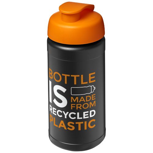 negro/naranja Bidón deportivo con tapa Flip de material reciclado de 500 ml