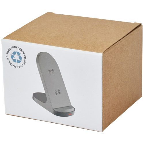 Base de carga inalámbrica con doble bobina de 15W en plástico reciclado con certificación RCS 