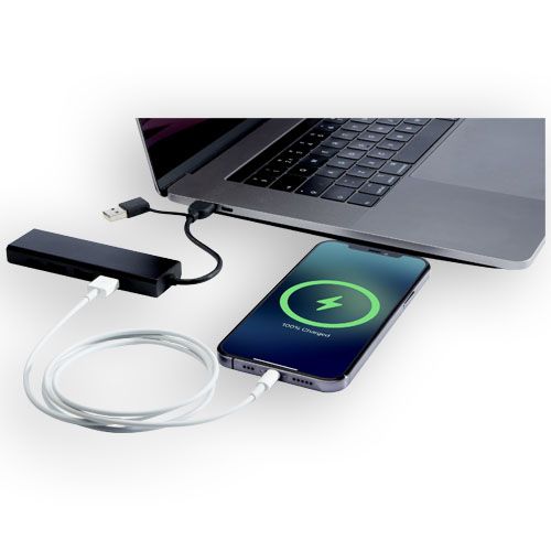 Hub USB 2.0 de aluminio reciclado con certificación RCS 