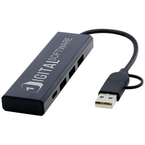 Hub USB 2.0 de aluminio reciclado con certificación RCS 
