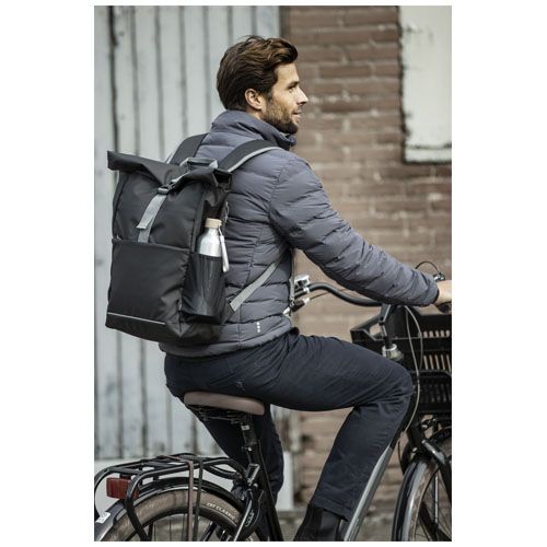 black Bolsa enrollable para bicicleta resistente al agua de material reciclado GRS de 15