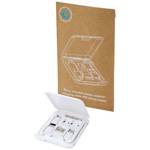 Cable de carga modular de plástico reciclado con soporte para teléfono 