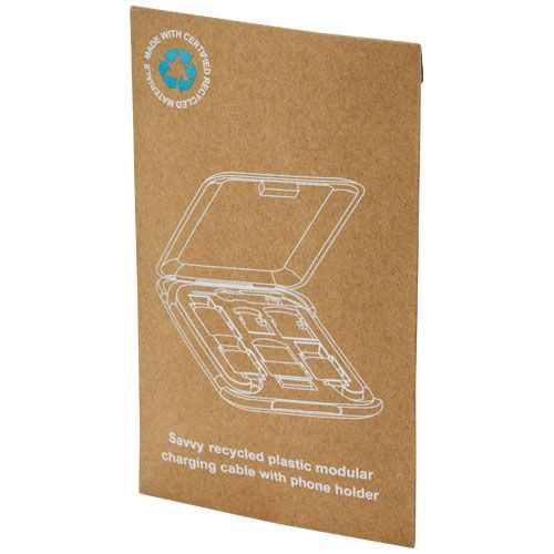 Cable de carga modular de plástico reciclado con soporte para teléfono 